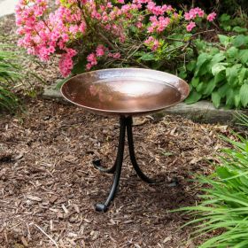 Polished Copper Birdbath- Tripod Stand