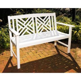 White Fretwork Bench