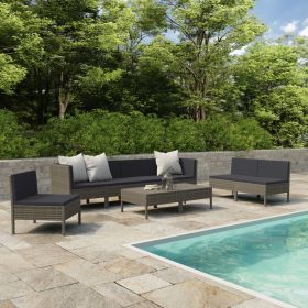 9 Piece Patio Lounge Set with Cushions Poly Rattan Gray