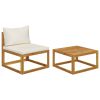 2 Piece Patio Sofa Set with Cushion Solid Acacia Wood