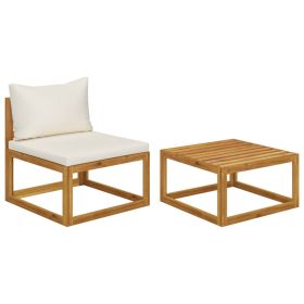 2 Piece Patio Sofa Set with Cushion Solid Acacia Wood