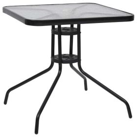 Patio Table Black 27.6"x27.6"x27.6" Steel