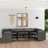 10 Piece Patio Lounge Set with Cushions Poly Rattan Gray