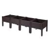 Modern Rattan-Style Plastic Raised Garden Bed Planter Kit for Flower Vegetable Grow Indoor Outdoor; Set of 4 with 16 Legs;  Dark Coffee