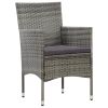 4 Piece Patio Lounge Set with Cushions Poly Rattan Gray