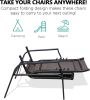 Patio Outdoor Chaise Lounge Chairs;  Folding Sling Reclining Chaise Lounger Chair Fit Beach Yard Pool Patio with 5 Adjustable Positions;  Brown Frame