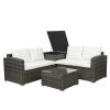 4 PCS Outdoor Cushioned PE Rattan Wicker Sectional Sofa Set Garden Patio Furniture Set