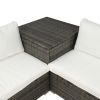 4 PCS Outdoor Cushioned PE Rattan Wicker Sectional Sofa Set Garden Patio Furniture Set