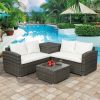 4 PCS Outdoor Cushioned PE Rattan Wicker Sectional Sofa Set Garden Patio Furniture Set