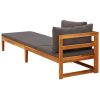 Sun Lounger with 1 Armrest Dark Gray Solid Acacia Wood