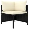 5 Piece Patio Sofa Set with Cushions Black Poly Rattan