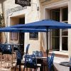 Simple Deluxe 9ft Outdoor Market Table Patio Umbrella with Button Tilt; Crank and 8 Sturdy Ribs for Garden; Blue