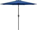 Simple Deluxe 9ft Outdoor Market Table Patio Umbrella with Button Tilt, Crank and 8 Sturdy Ribs for Garden, Blue