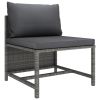 3 Piece Patio Sofa Set with Cushions Gray Poly Rattan