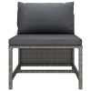 3 Piece Patio Sofa Set with Cushions Gray Poly Rattan