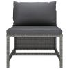 10 Piece Patio Lounge Set with Cushions Poly Rattan Gray