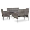 5 Piece Patio Lounge Set With Cushions Poly Rattan Gray