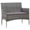 4 Piece Patio Lounge Set with Cushions Poly Rattan Gray