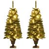 Artificial Christmas Trees 2 pcs with Wreath; Garland and LEDs