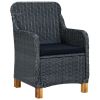 3 Piece Patio Lounge Set with Cushions Poly Rattan Dark Gray