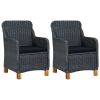 3 Piece Patio Lounge Set with Cushions Poly Rattan Dark Gray