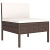 3 Piece Patio Lounge Set with Cushions Poly Rattan Brown