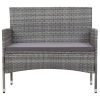 4 Piece Patio Lounge Set with Cushions Poly Rattan Gray