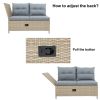 Outdoor Patio 4-Piece All Weather PE Wicker Rattan Sofa Set with Adjustable Backs for Backyard, Poolside, Gray