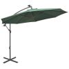 Hanging Parasol with LED Lighting 118.1" Green Metal Pole