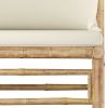 4 Piece Patio Lounge Set with Cream White Cushions Bamboo