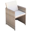 9 Piece Patio Dining Set with Cushions Poly Rattan Beige