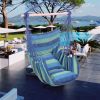 Free shipping Hammock Chair Distinctive Cotton Canvas Hanging Rope Chair with Pillows Blue YJ