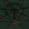 Hanging Parasol with LED Lighting 118.1" Green Metal Pole