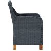 3 Piece Patio Lounge Set with Cushions Poly Rattan Dark Gray