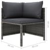 4-Seater Patio Sofa with Cushions Gray Poly Rattan