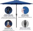 Simple Deluxe 9ft Outdoor Market Table Patio Umbrella with Button Tilt; Crank and 8 Sturdy Ribs for Garden; Blue