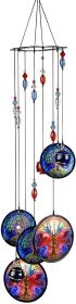 Garden Metal Wind Chimes Tree of Life Sympathy Crystal (Color: Blue)