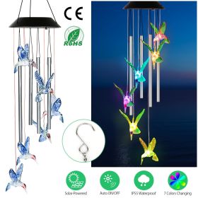 Solar Wind Chime Lights Butterfly Lamp 7 Color Changing String Lights (Type: BlueHummingBird)