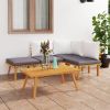 5 Piece Patio Lounge Set with Cushions Solid Acacia Wood