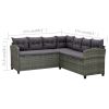 6 Piece Patio Lounge Set with Cushions Poly Rattan Gray