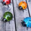 Set of 4 Cute Metal Ladybugs Garden Sculptures & Statues