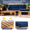 Outdoor Backyard Patio Wood 5-Piece Sectional Sofa Seating Group Set with Cushions; Natural Finish+ Beige Cushions