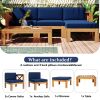 Outdoor Backyard Patio Wood 5-Piece Sectional Sofa Seating Group Set with Cushions; Natural Finish+ Beige Cushions