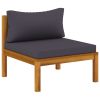 5 Piece Patio Lounge Set with Cushion Solid Acacia Wood